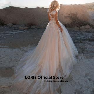 2020 Scoop Lace Applique A Line Wedding Dresses Sleeveless Tulle Boho Bridal Gown vestido de noiva Long Train trouwkleed (2)