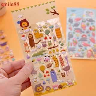 SMILE88 Cute Zoo 3D Puffy Animals Cartoon Stickers Kid Scrapbook Diary Photo Album Decor
