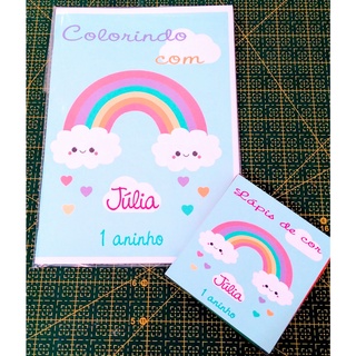 Kit de colorir - Livro de colorir + lápis de cor 12 cores- Chuva de amor