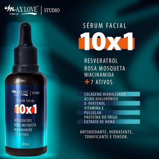 Sérum Facial 10 em 1 Max Love 30ml com Resveratrol, Rosa Mosqueta Niacinamida Ácido Hialurônico Lançamento (2)