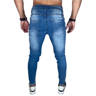 Calça Jeans Masculina Skinny Rasgada Premium Lycra Promoção (9)