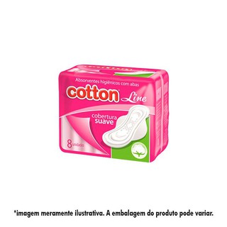 Absorventes Femininos Cotton Line - Com E Sem Abas - Suave - 8Un