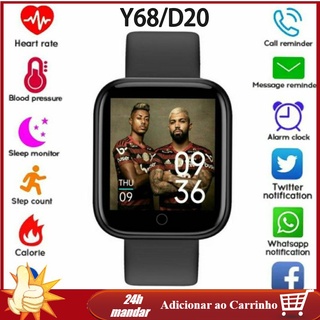 Relógio Smart Watch Y68 Prova D 'Gua Digital Rosa Feminino / Smartwatch Digital Com Rel Gio E Monitor 3c