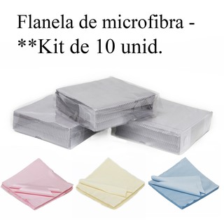 Flanela De Microfibra - Kit de 10 unid. - Para Limpar Óculos - Várias Cores