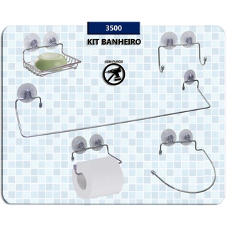 Kit suporte para Banheiro Com 5 Peças Completo Com Ventosa
