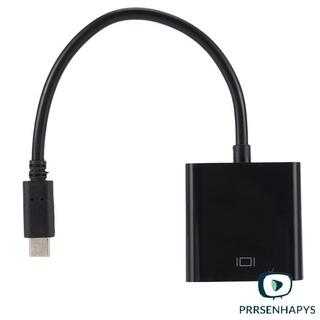 Ready Stock/Portable Black Plastic USB 3.1 Type C USB-C male to Female VGA Adapter Cable