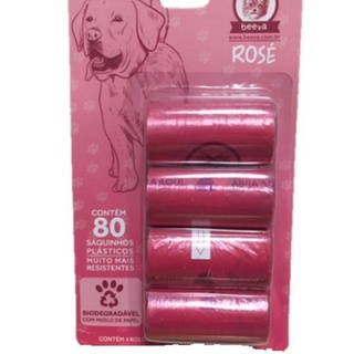 Refil cata caca beeva 80 saquinhos plásticos aroma Rosé