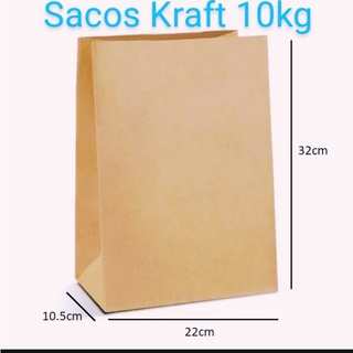 Saco Embalagem Kraft para Delivery 10kg com 50 unidades