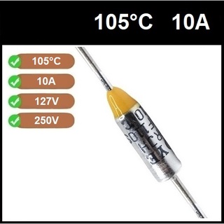 1 Fusível Térmico 10A 105 Graus TF105°C 105°C 105C 250V 250 V