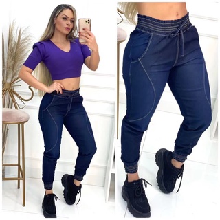 Calça Jeans Feminina Jogger Elastico Blogueira Top