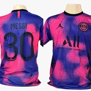 Camisa de Time Futebol Psg Messi rosa/roxa 2021/22 Imperdível!!!