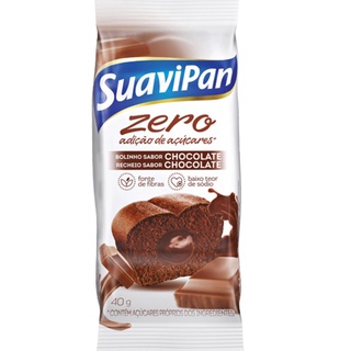 Bolinho De Chocolate Com Recheio de Chocolate Zero Adição De Açúcares Suavipan 40g.