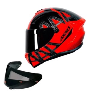 Combo Capacete Moto Axxis Draken Dekers Gloss Red/ Black 2021 + Viseira Axxis Fume Original Moto Motociclista Esporte