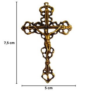 5 Entremeios Nossa Senhora Aparecida e 5 Crucifixos Italiano Em Ouro Velho Para Fazer Terço de Noiva Atacado (4)