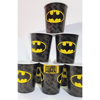 5 Lembrancinha copos personalizado decoração Batman aniversário