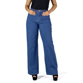 Calça Wide Leg Jeans Feminina 100% algodão