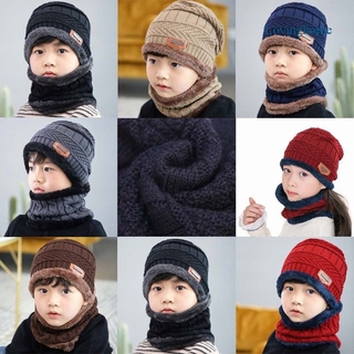 1pç Chapéu E Cachecol Infantil Quente Moda Inverno Para 3-12 Anos