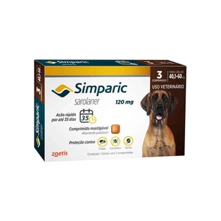 Simparic Remédio Antipulgas, Carrapatos E Sarnas P/ Cães Cachorros 40,1 - 60KG