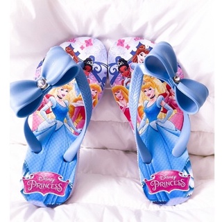 Chinelo infantil criança menina princesas da Disney azul laço