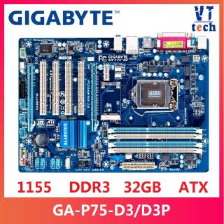 Gigabyte GA-P75-D3 1155 ddr3 32GB Original Motherboard USB2.0 USB3.0 SATA3 P75-D3 32GB B75 22nm