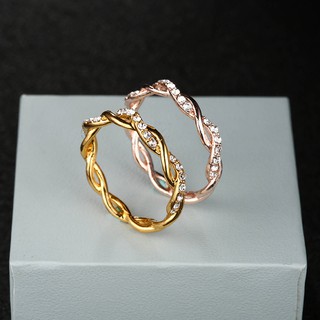 Anéis De Cincin Para Mulheres Prata/Ouro/Rose Gold Cor Jóias De Moda Anel Torcido (3)