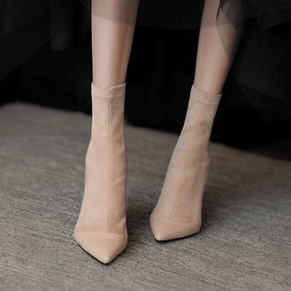 Apontou Sapatos De Salto Alto Outono Inverno Das Mulheres 2021 Novo Estilo Europeu Americanos Stiletto Estiramento Meias Botas De Moda ins Influencer Fina
