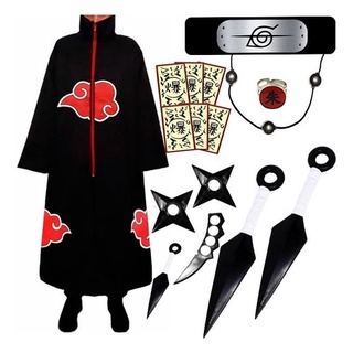 Naruto Roupa Akatsuki Infantil + Kit Ninja Itachi Premium