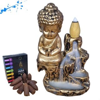 Incensario Cascata Buda Infantil + 10 incensos indiano Goloka