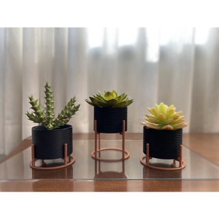 Kit 3 Vasos Cachepot Mini Decorativo Com Suporte Para Mini Cactos ou Suculentas ou Plantas Artificiais e Naturais (7)