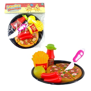 Brinquedo Infantil Lanche Divertido Hora do Lanche Pizza com Bandeja 10 Peças (1)