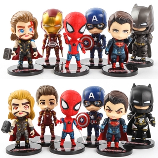 6 Pçs/set The Marvel Avengers Aliança Batman Spiderman Homem De Ferro Figura Boneca Brinquedos Bolo Topper