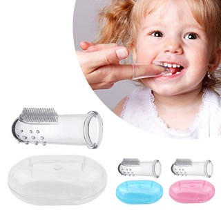 Escova Dente Massageadora De Dedo P/ Bebê Silicone C/ Estojo podendo ser usada em Cães e bebes