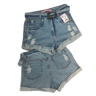 Short Jeans Feminino Hot Pants Destroyed Blogueira Com Cinto