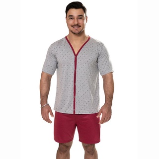 Pijama adulto manga curta aberto masculino verão
