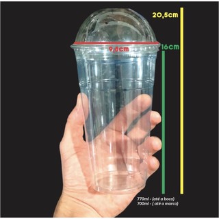 10 copo bolha sem furo grande 700/770 ml pet cristal ( Chocobraz )