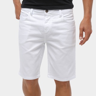 Bermuda Masculina Jeans cor Branca Preto Linha Premium Original
