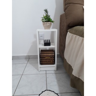 Mesa de cabeceira com pé cama box mesa de apoio branco quarto mdf (4)