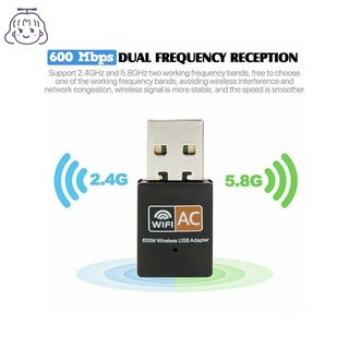 Adaptador 600 Mbps USB 2.4-5ghz Wireless Dual Band WiFi Dongle 802.11 AC/Laptop/PC CRD