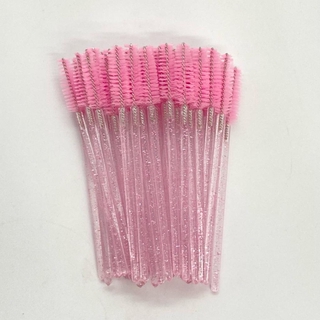 Escovinhas descartáveis para cílios e sobrancelhas c/50 - rosa bebe glitter