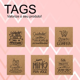 100 Tag Personalizada com frases em Papel Kraft ideal para Sacolas, Caixas, presentes Personalizado