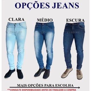 Calça Jeans Sarja Masculina Skinny Slim Lycra Colorida