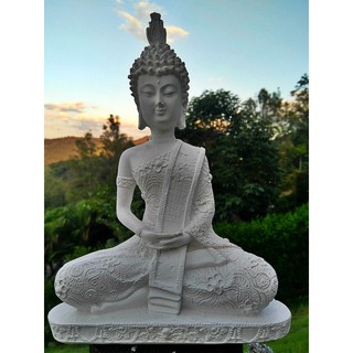Estatueta Buda Gesso Cru Meditando Paz Amor Namastê Sábio 25 Cm + Incenso