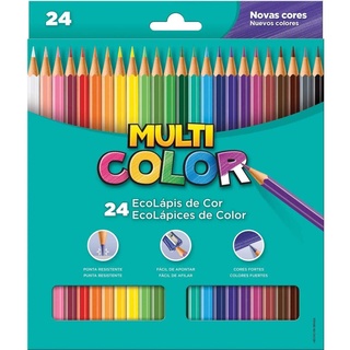 Lapis De Cor Multicolor Faber Castell 24 Novas Cores, Material Escolar Volta às Aulas Infantil Promoção