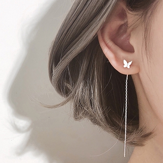 J&L Charm Earring Jewelry Fashion Gold Silver Alloy Butterfly Tassel Stud Earring for Women