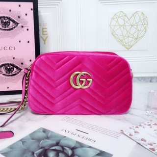 Gucci Alta Qualidade (Bolsa + Com Caixa) Veludo Vermelho GG Marmont Para Senhoras