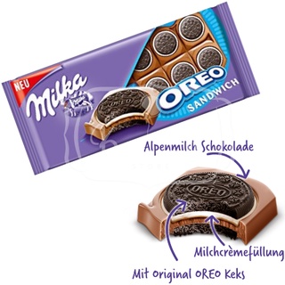 Milka OREO SANDWICH - Chocolate & Biscoito Oreo - Importado da Polônia (1)