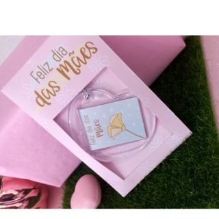 Card + Chaveiro de coração dia das mães personalizado