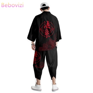 Conjunto Kimono + Calças De Duas Peças Estilo Chinês Plus Size 6xl 5xl Japonês Cardigan Unissex Cosplay Yukata Harajuku