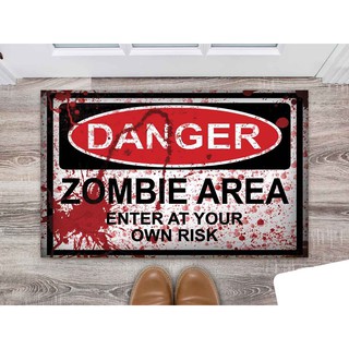 Tapete Capacho Decorativo Personalizado Danger, zombie área