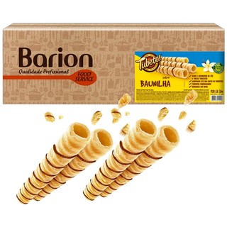 Tubetes - Deliciosos Rolinhos de Wafer Crocante Sabor Baunilha Caixa com 300 Un Barion